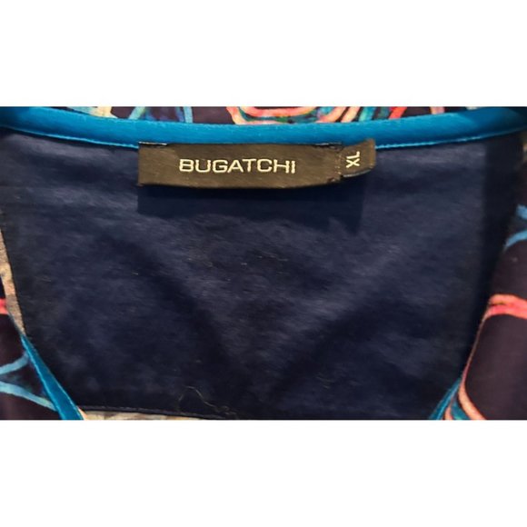 Bugatchi Short Sleeve Pull Over Shirt size XL Cotton Bright Blue Floral Abstract - Picture 4 of 4